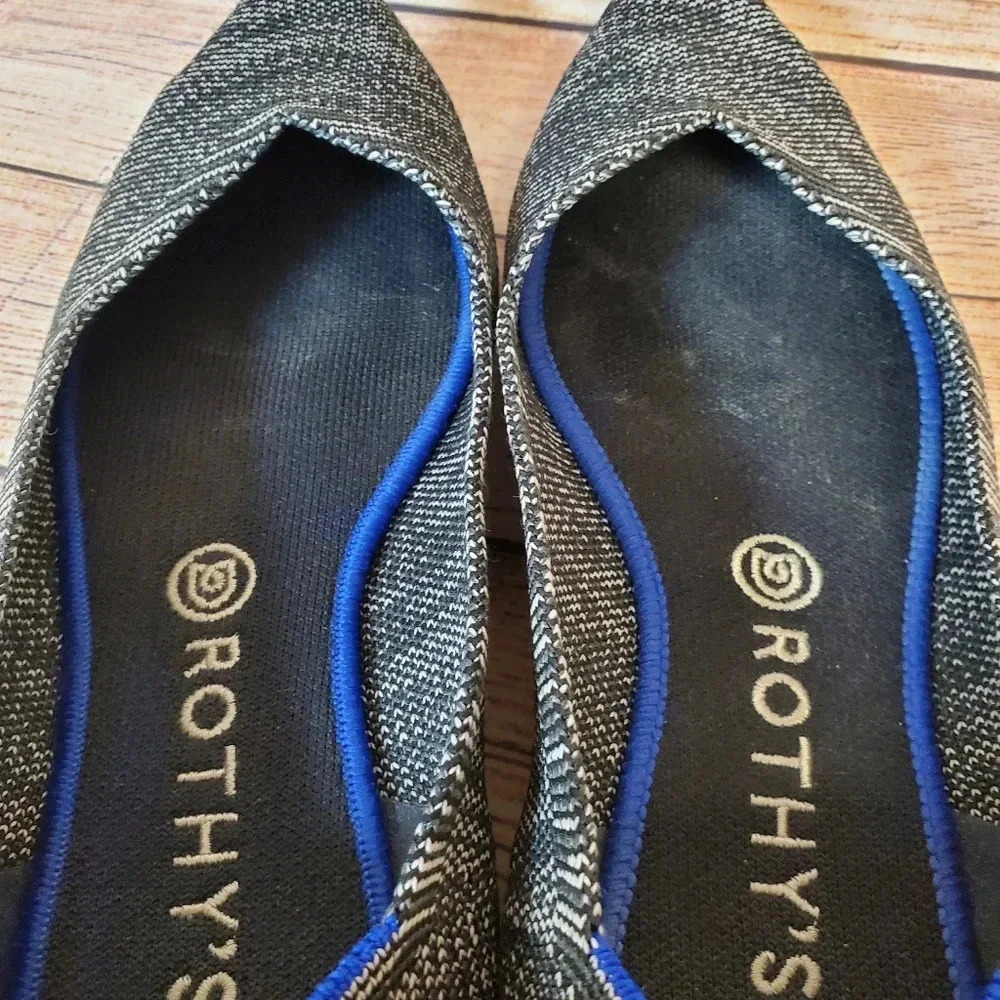 Rothys Womens Size 10 Granite Heather "The Point" Pointed Toe Ballet Flats - Picture 9 of 12